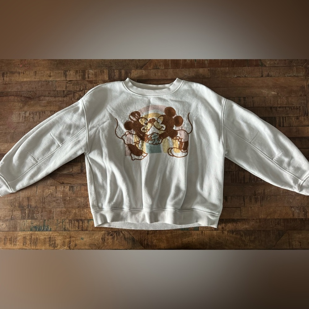 Disney Mickey and Minnie natural rainbow sweatshirt, size medium, women’s